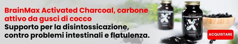 (Italština) Activated Charcoal, aktivní uhlí z kokosových skořápek